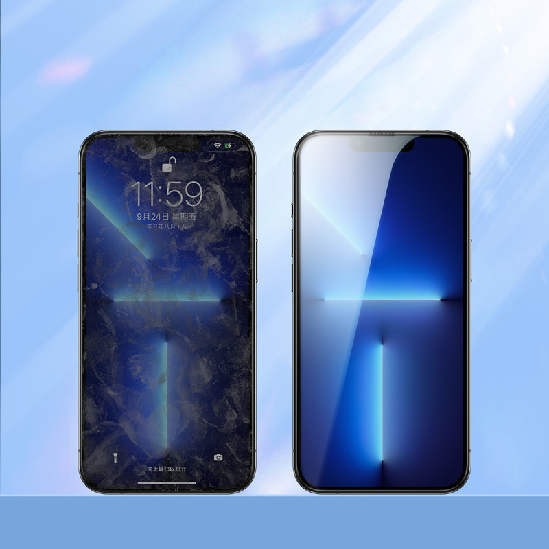 Viso ekrano grūdintas stiklas skirtas iPhone 14 Pro Max su Knight 2.5D TG rėmeliu, skaidrus