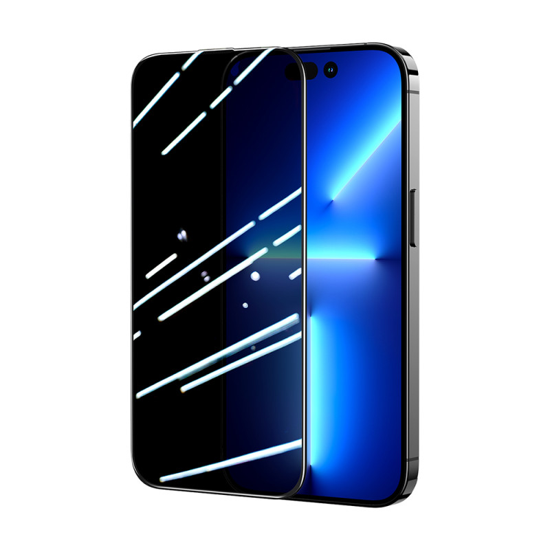 
Grūdintas stiklas skirtas iPhone 14 Pro Max su Anti-Spy filtru visam ekranui su skaidriu rėmeliu
