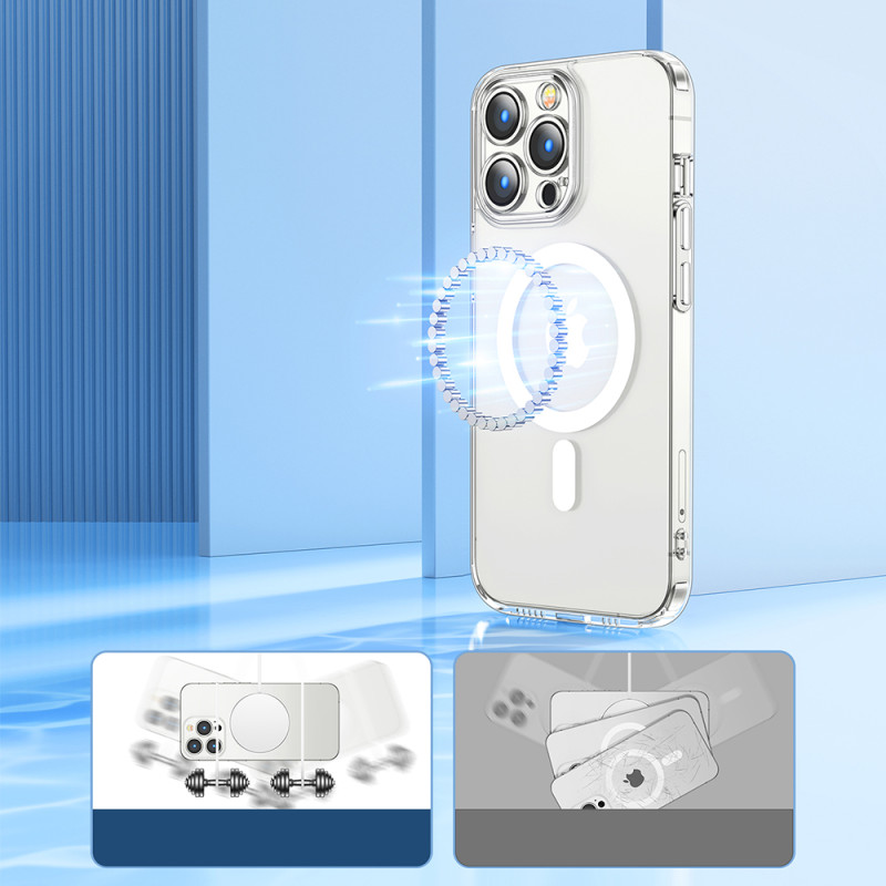 Magnetinis dėklas iPhone 14 Pro MagSafe 14D Magnetic Case skaidrus