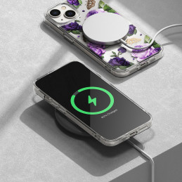 
Šarvuotas korpuso dangtelis su gelio rėmeliu iPhone 14 Plus Fusion Design Purple Rose skaidrus
