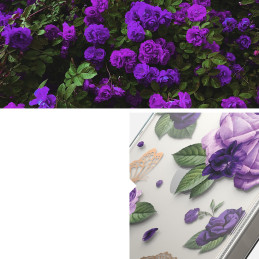 
Šarvuotas korpuso dangtelis su gelio rėmeliu iPhone 14 Plus Fusion Design Purple Rose skaidrus
