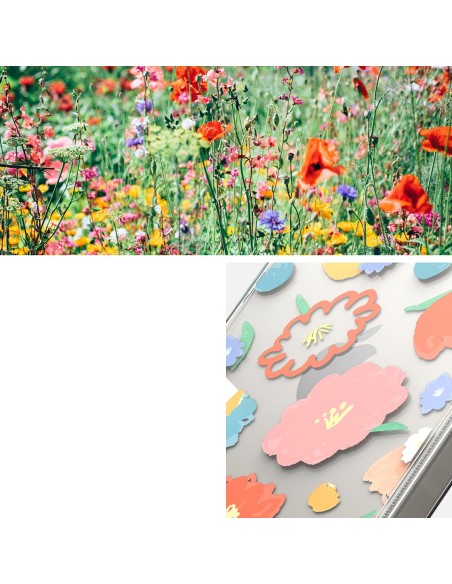 
iPhone 14 Fusion Design Gėlėtas šarvuotas dėklas su gelio rėmeliu, skaidrus
