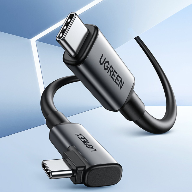 Kampinis USB-C laidas su palaikymu Oculus Quest 2 VR akiniams 60W 5m juodas
