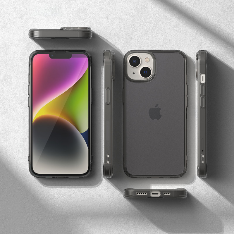 Apsauginis iPhone 14 Plus dėklo dangtelis su Fusion Matte pilku gelio rėmeliu