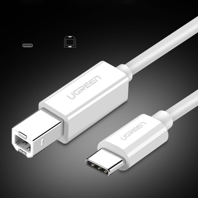 USB-C - USB-B 480Mb/ s spausdintuvo kabelis, 1m, baltas