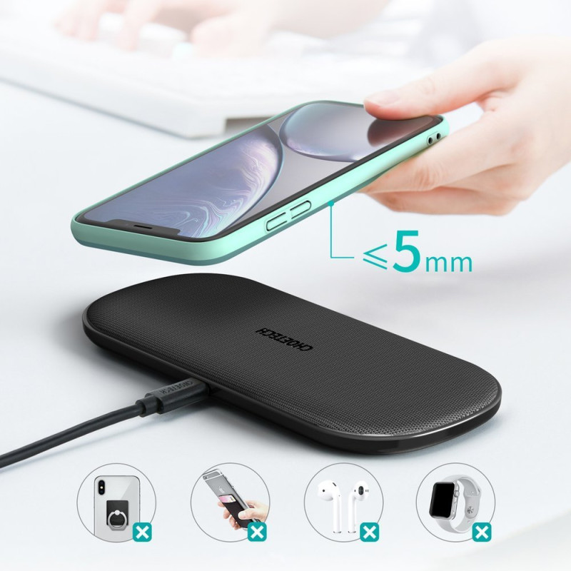 Qi belaidis įkroviklis telefonui ir Airpods 2in1 10W juodas