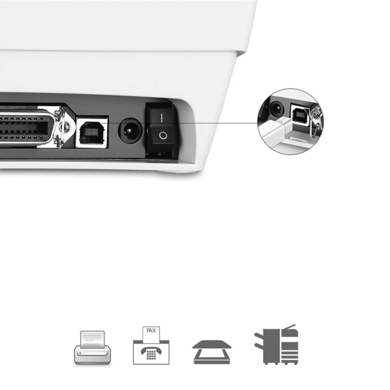 USB-C - USB-B 480Mb/ s spausdintuvo kabelis, 1m, baltas