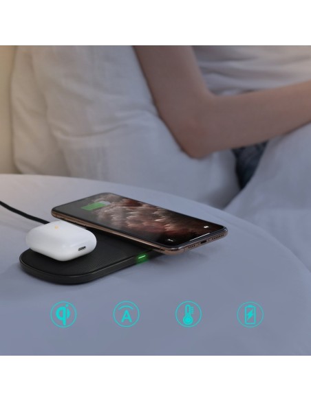 Qi belaidis įkroviklis telefonui ir Airpods 2in1 10W juodas