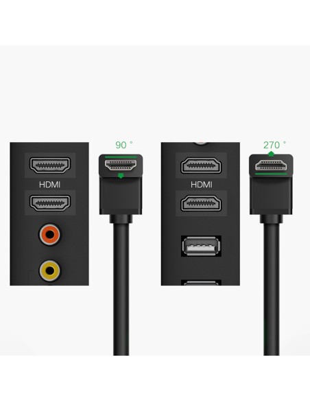 
HDMI 4K laidas su kampiniu kištuku, 2m, juodas
