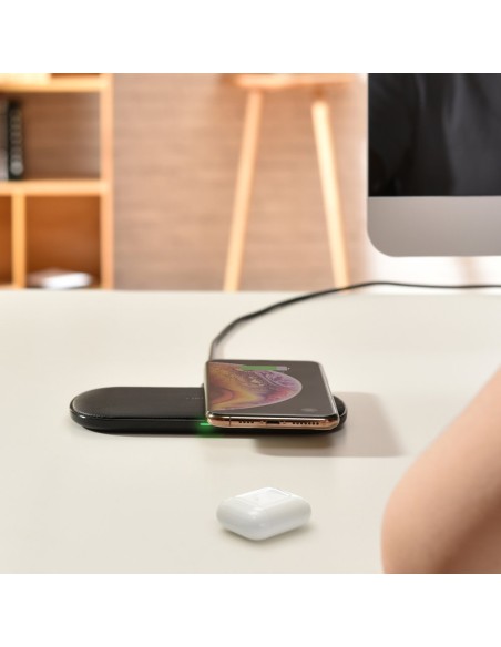 Qi belaidis įkroviklis telefonui ir Airpods 2in1 10W juodas