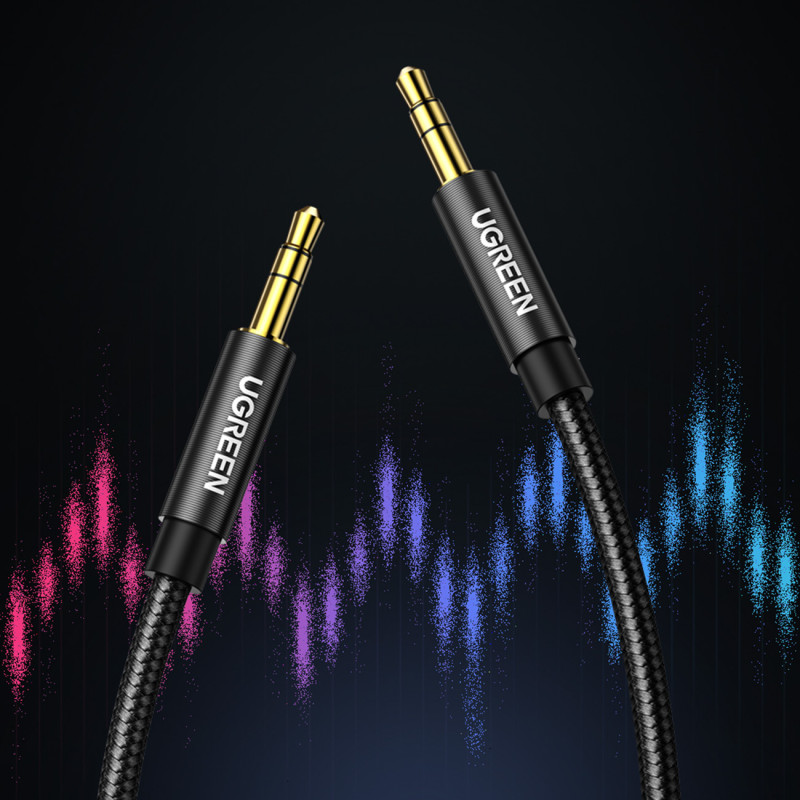 AUX garso laidas, tiesus mini jack kištukas, 3,5 mm, 5 m, mėlynas