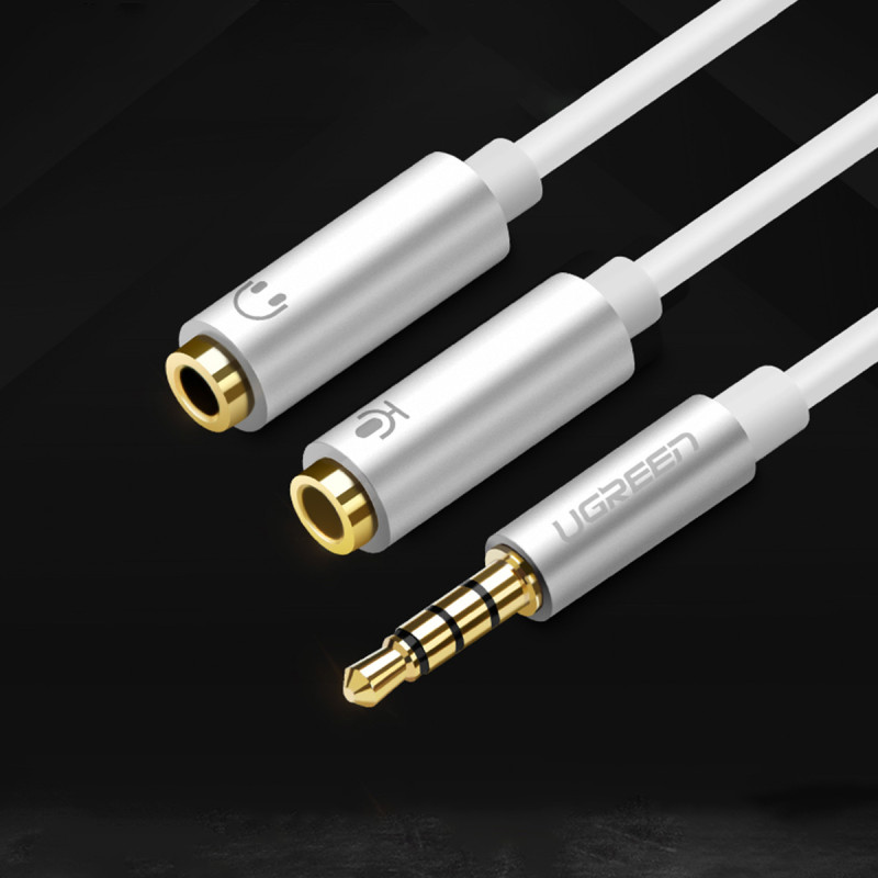 3,5 mm mini lizdo adapterio skirstytuvas - 2 x 3,5 mm mini lizdas mikrofonas ir ausinės juodos