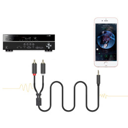 
Kabelio garso kabelis 3,5 mm mini lizdas - 2x RCA 1,5 m juodas
