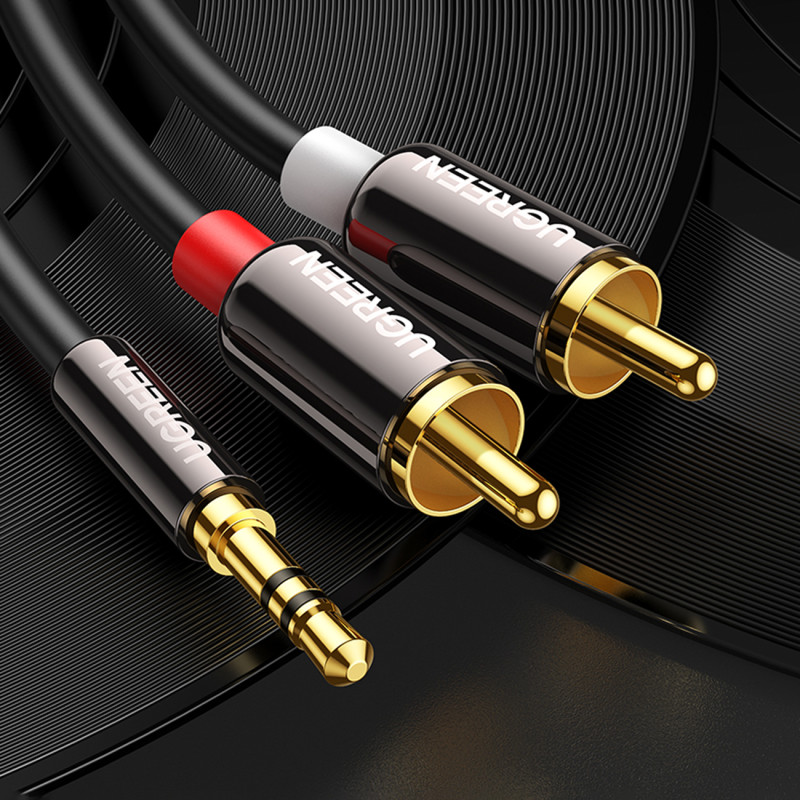 Kabelio garso kabelis 3,5 mm mini lizdas - 2x RCA 5m juodas