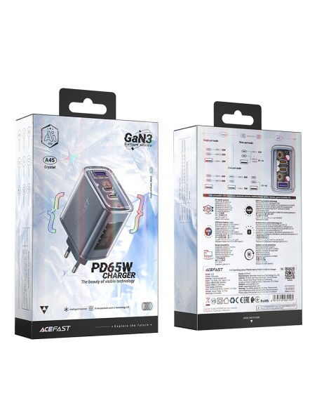 
GaN 65W tinklo įkroviklis 3 prievadai 1x USB 2x USB-C pilka
