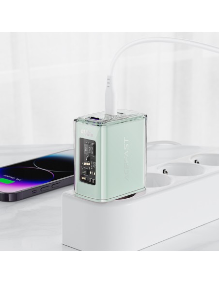 
GaN 65W tinklo įkroviklis 3 prievadai 1x USB 2x USB-C pilka
