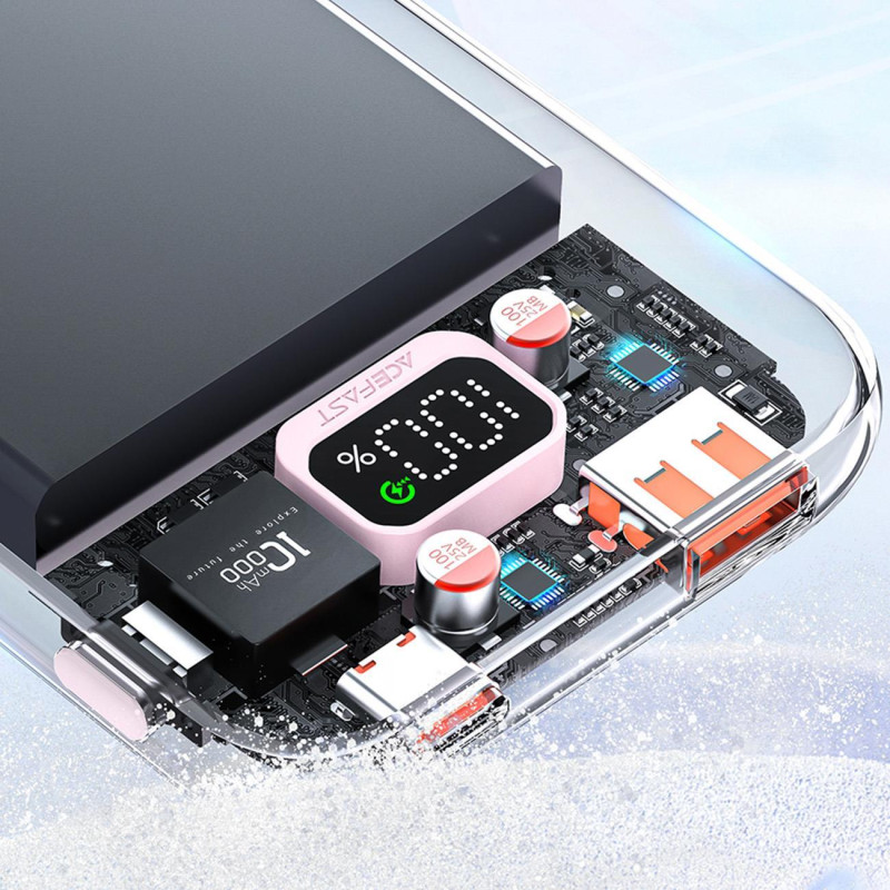 Powerbank 10000mAh Sparkling Series greito įkrovimo 30W rožinė