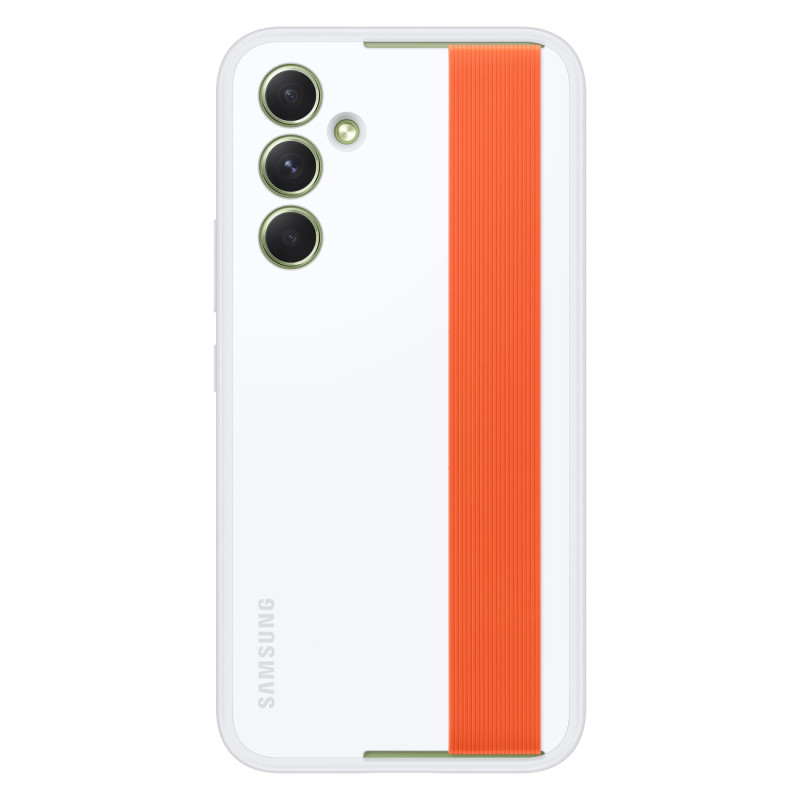 Samsung Galaxy A54 5G Haze Grip dėklas su dirželiu, baltas