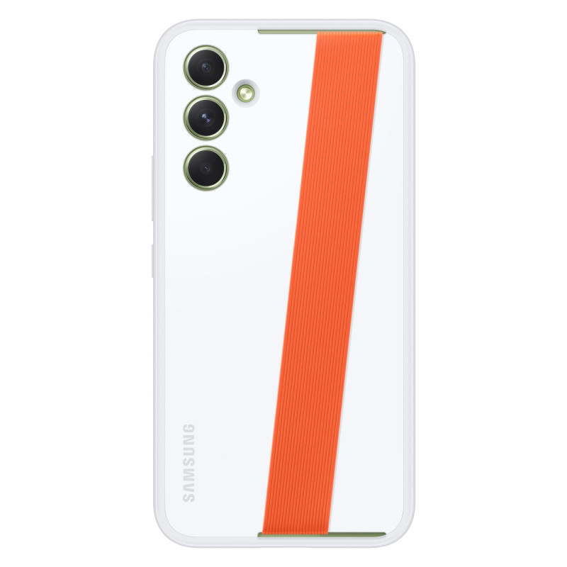 Samsung Galaxy A54 5G Haze Grip dėklas su dirželiu, baltas