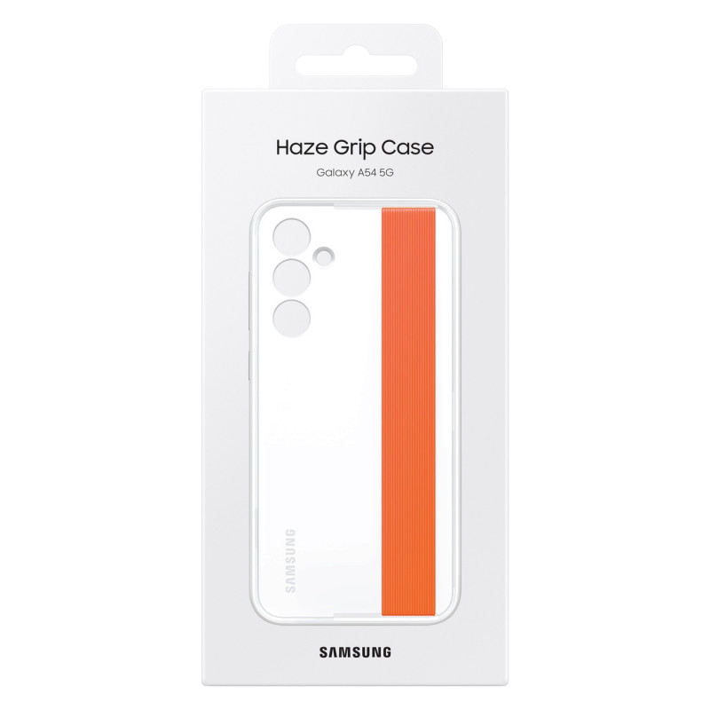 Samsung Galaxy A54 5G Haze Grip dėklas su dirželiu, baltas