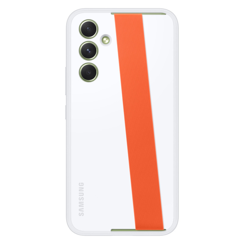 Samsung Galaxy A54 5G Haze Grip dėklas su dirželiu, baltas