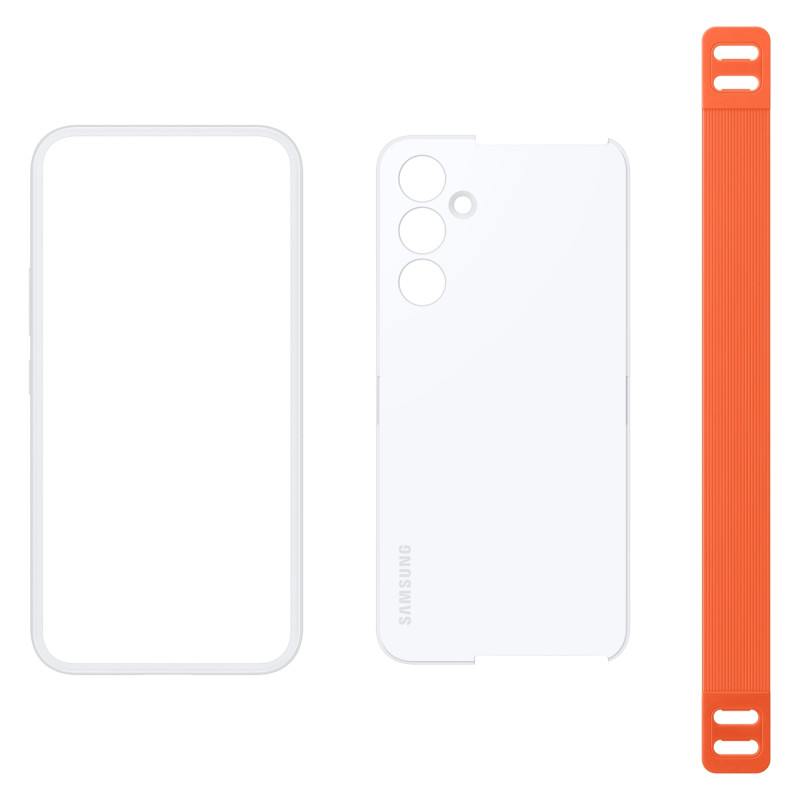 Samsung Galaxy A54 5G Haze Grip dėklas su dirželiu, baltas