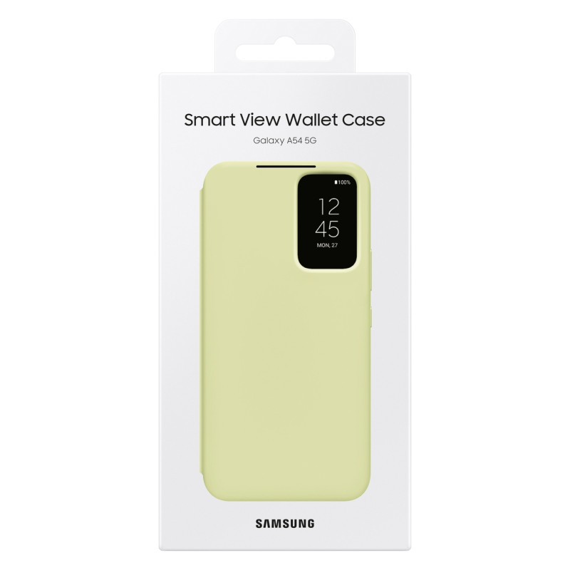 Dėklo dangtelis su atverčiamu langu pinigine, skirta Card Galaxy A54 5G Smart View Wallet Lime