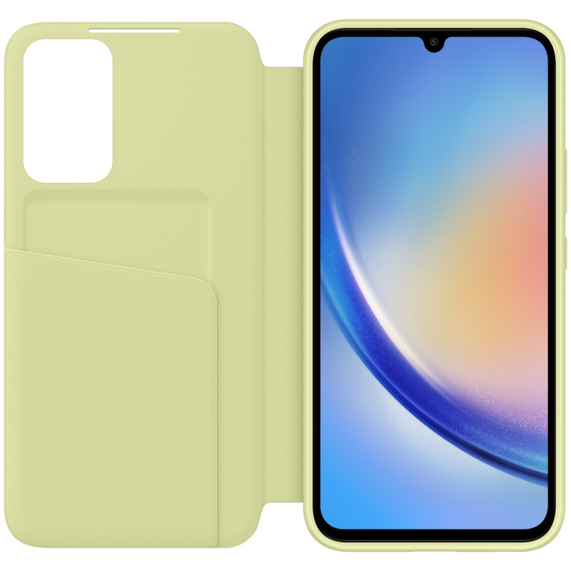 Dėklo dangtelis su atverčiamu langu pinigine, skirta Card Galaxy A34 5G Smart View Wallet Lime