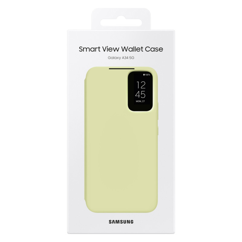 Dėklo dangtelis su atverčiamu langu pinigine, skirta Card Galaxy A34 5G Smart View Wallet Lime