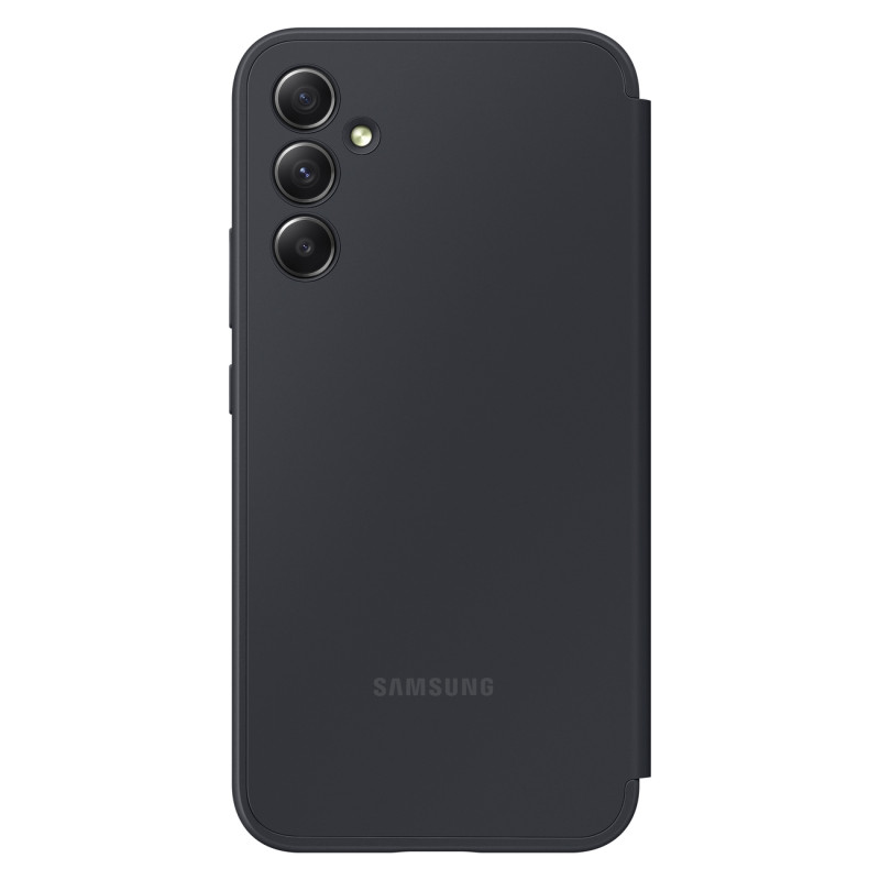 Galaxy A34 5G Smart View Piniginės kortelės dėklas su atvartu ir langeliu, juodas
