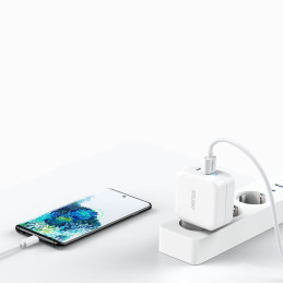 Greitas įkroviklis GaN USB Type C PD USB-A QC3.0 65W 3.25A baltas