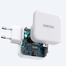 Greitas įkroviklis GaN USB Type C PD USB-A QC3.0 65W 3.25A baltas