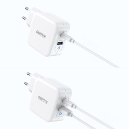 Greitas įkroviklis GaN USB Type C PD USB-A QC3.0 65W 3.25A baltas