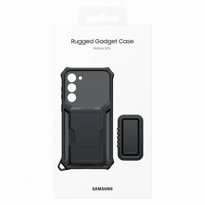 Šarvuotas dangtelis su stovu Samsung Galaxy S23+ Rugged Gadget Case, pilkas