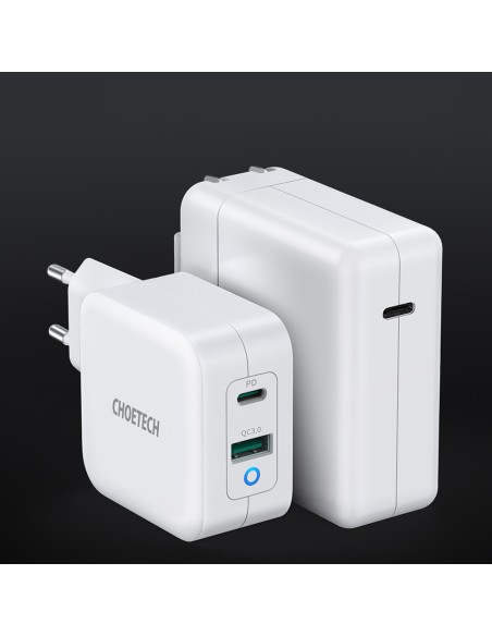 Greitas įkroviklis GaN USB Type C PD USB-A QC3.0 65W 3.25A baltas