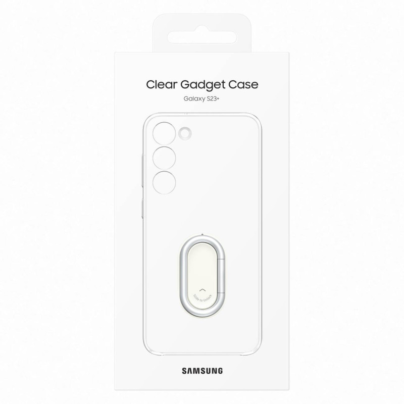 Samsung Galaxy S23+ Clear Gadget Case dangtelis su stovu