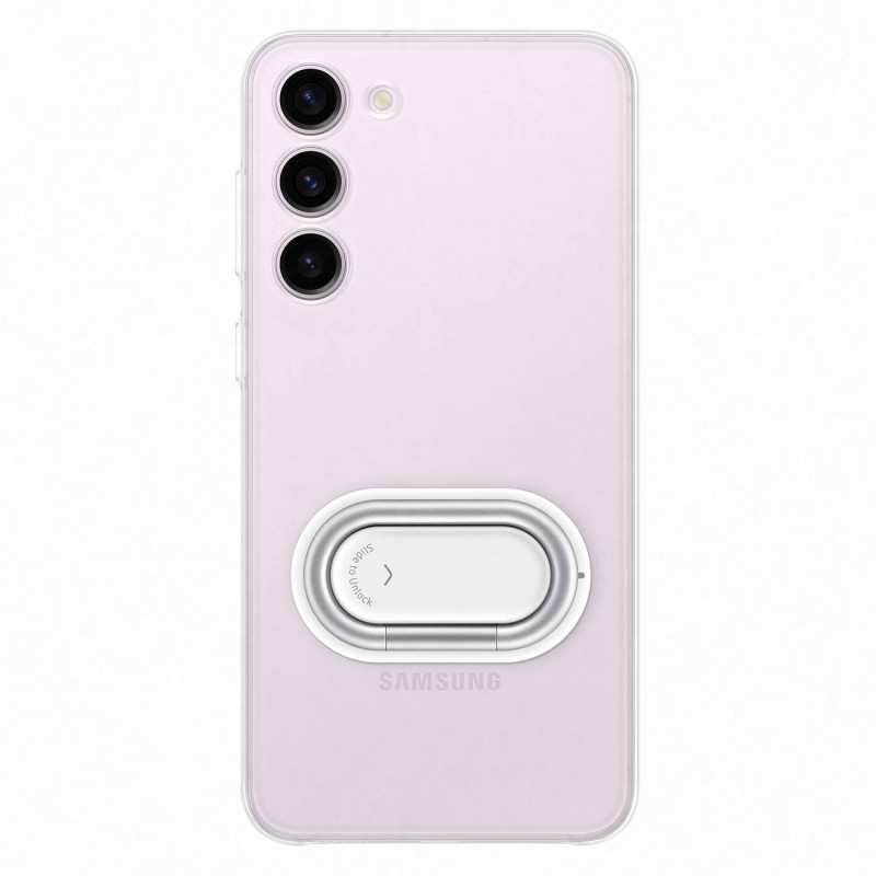 Samsung Galaxy S23+ Clear Gadget Case dangtelis su stovu