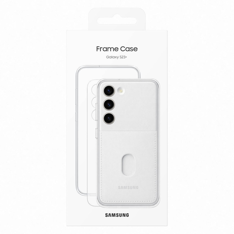 Samsung Galaxy S23+ Frame Cover dėklas su keičiamomis nugarėlėmis, baltas