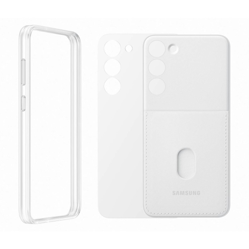 Samsung Galaxy S23+ Frame Cover dėklas su keičiamomis nugarėlėmis, baltas