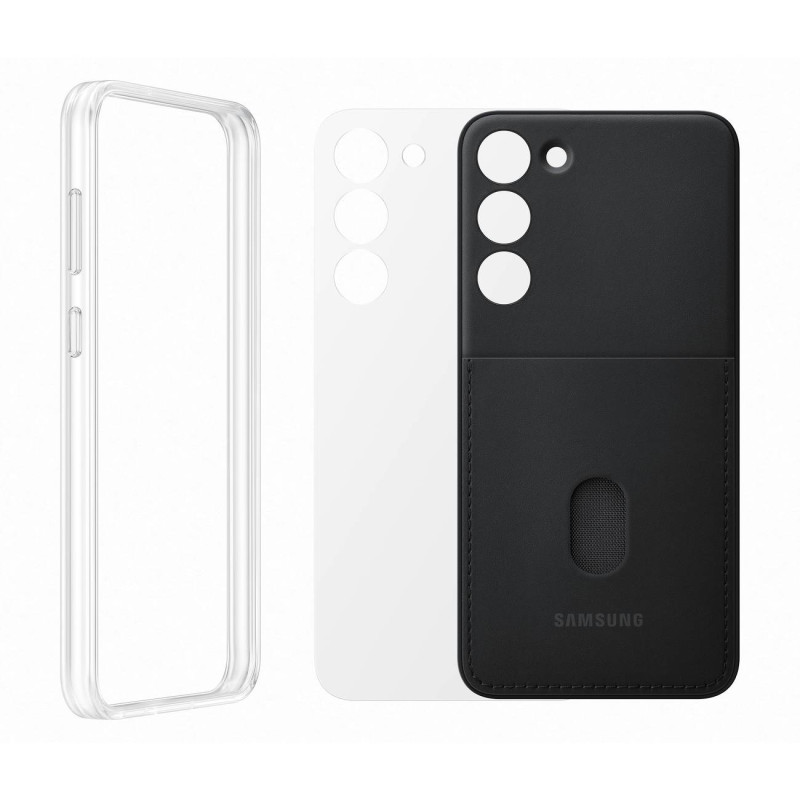 Samsung Galaxy S23+ Frame Cover dėklas su keičiamomis nugarėlėmis, juodas