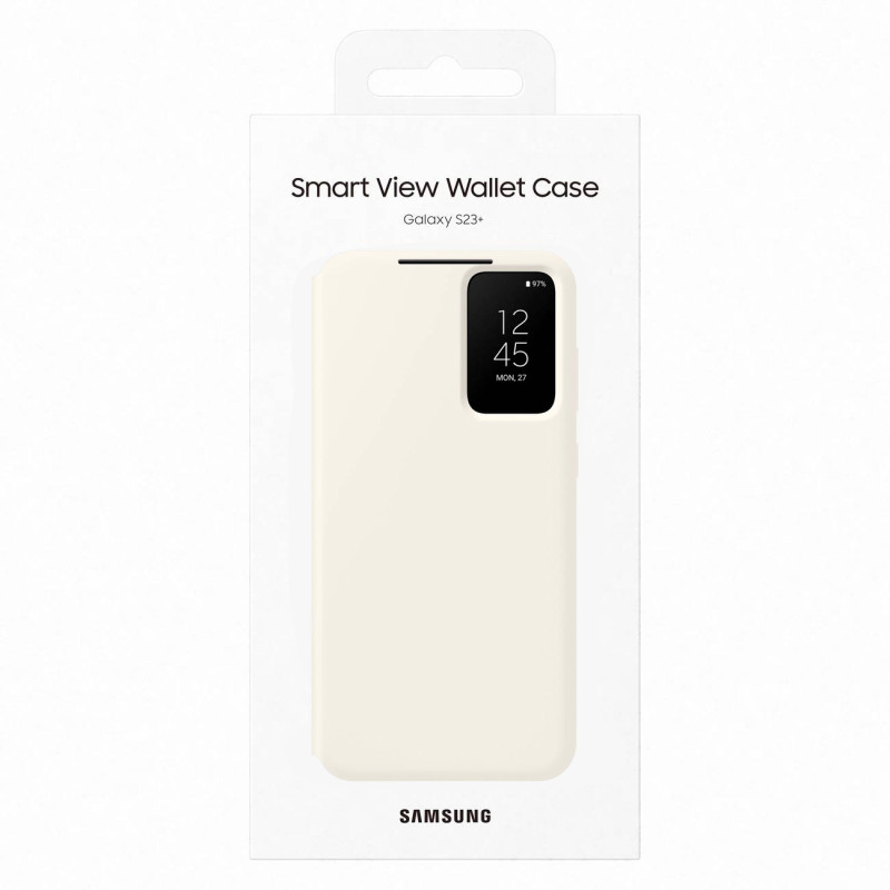„Samsung Galaxy S23+ Smart View“ piniginės dėklas, kreminis