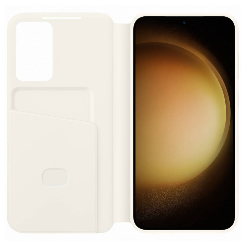 „Samsung Galaxy S23+ Smart View“ piniginės dėklas, kreminis