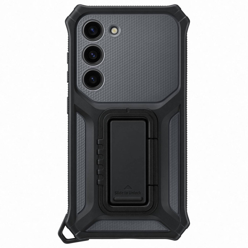 Šarvuotas dangtelis su stovu Samsung Galaxy S23 Rugged Gadget Case, pilkas