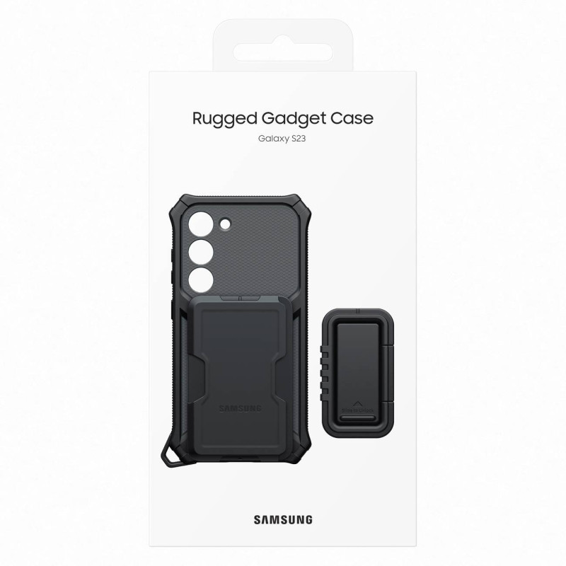 Šarvuotas dangtelis su stovu Samsung Galaxy S23 Rugged Gadget Case, pilkas