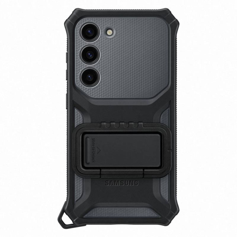 Šarvuotas dangtelis su stovu Samsung Galaxy S23 Rugged Gadget Case, pilkas