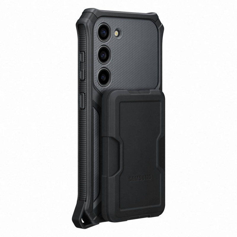 Šarvuotas dangtelis su stovu Samsung Galaxy S23 Rugged Gadget Case, pilkas