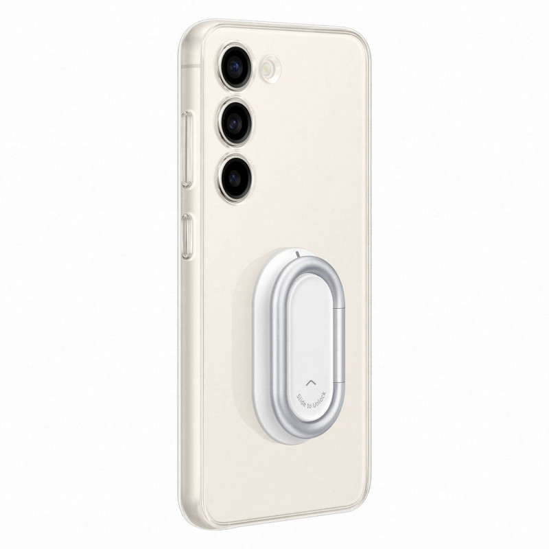 Samsung Galaxy S23 Clear Gadget Case dangtelis su stovu