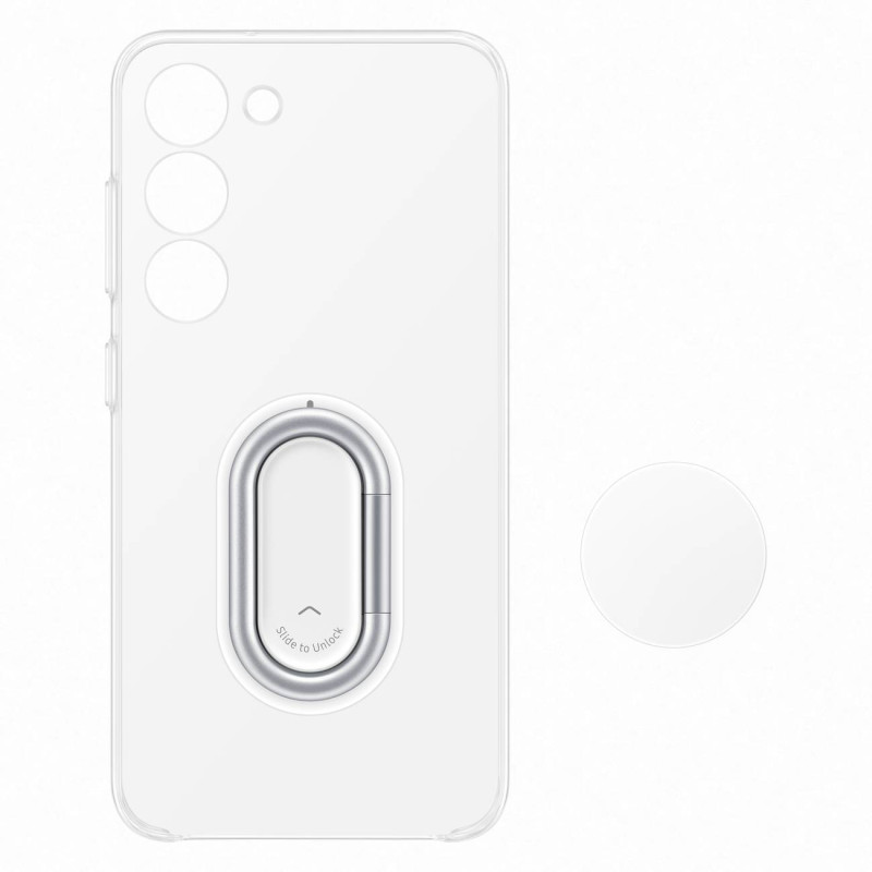Samsung Galaxy S23 Clear Gadget Case dangtelis su stovu