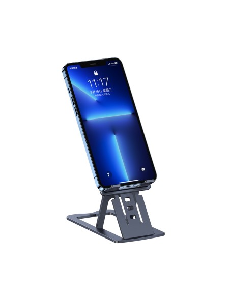 Sulankstomas stovas išmaniajam planšetiniam kompiuteriui pilkas telefonas Sulankstomas stovas išmaniajam planšetiniam kompiuteriui pilkas telefonas