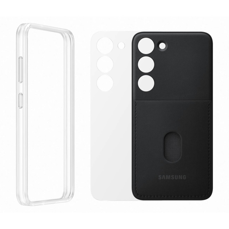 Samsung Galaxy S23 Frame Cover dėklas su keičiamomis nugarėlėmis, juodas